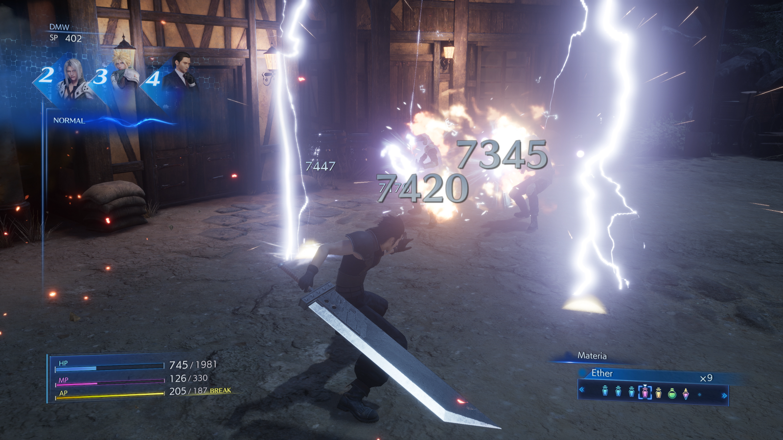 Lightning magic in battle