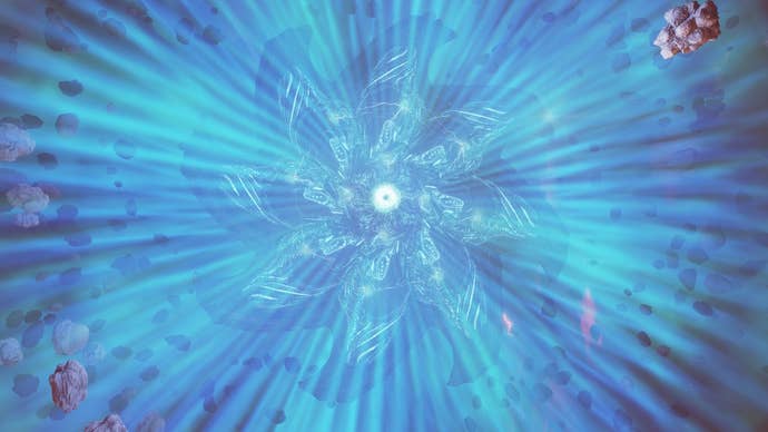 A face on view of the Thargoid Titan inside a Maelstrom in Elite Dangerous