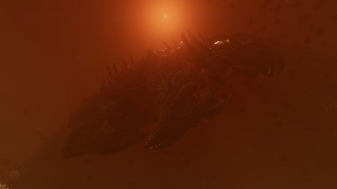 The silhouette of a Thargoid Titan in Elite Dangerous