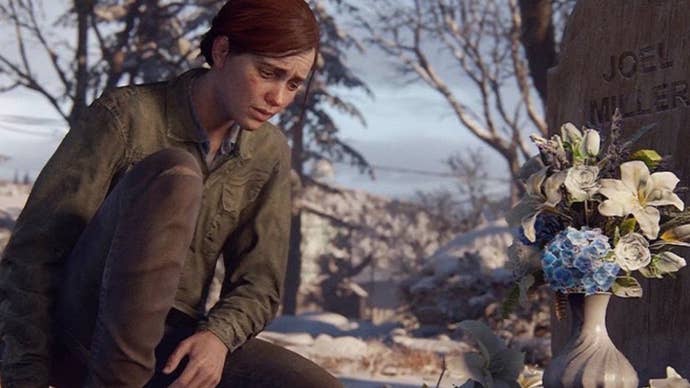 Ellie at Joel's grave in The Last of Us Part 2