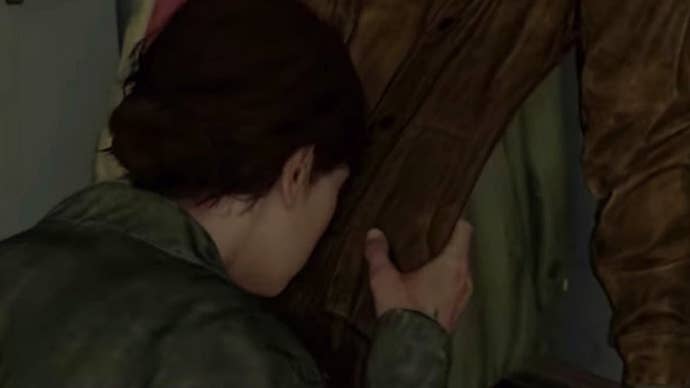 Ellie cries into Joel's jacket in TLOU Part 2