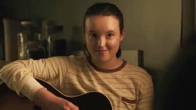 Ellie holds a guitar in The Last of Us season two
