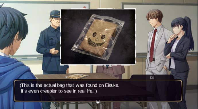 A look at the paper bag found on Eisuke Saski in an evidence bag.