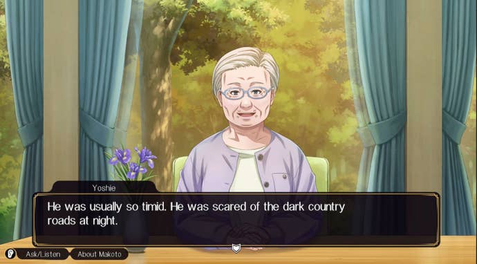 Yoshie, an old woman, describes the personality of someone she once knew.