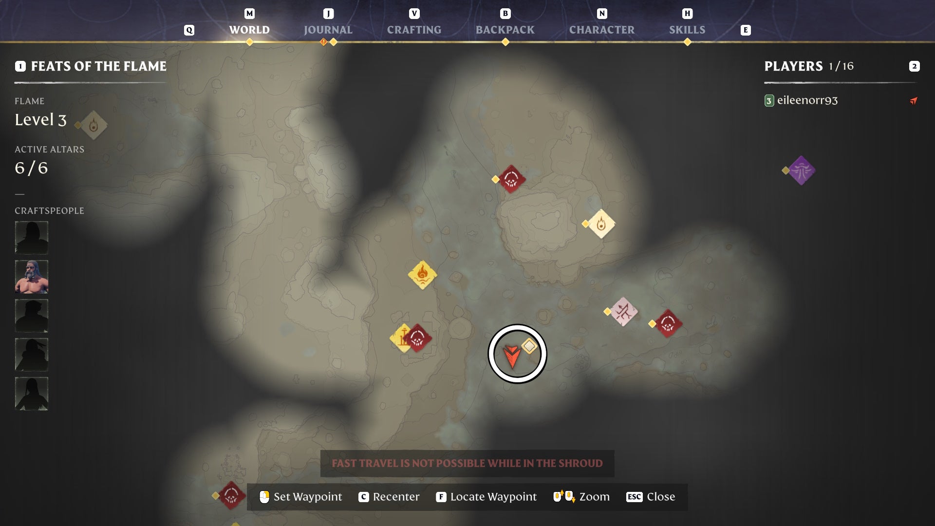 Map view of an Amber location in Enshrouded.