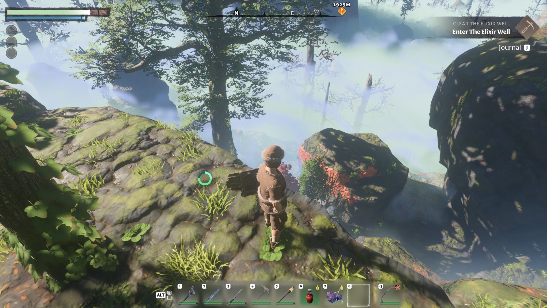 Looking down at clay in Enshrouded.