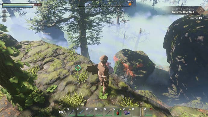 Looking down at clay in Enshrouded.