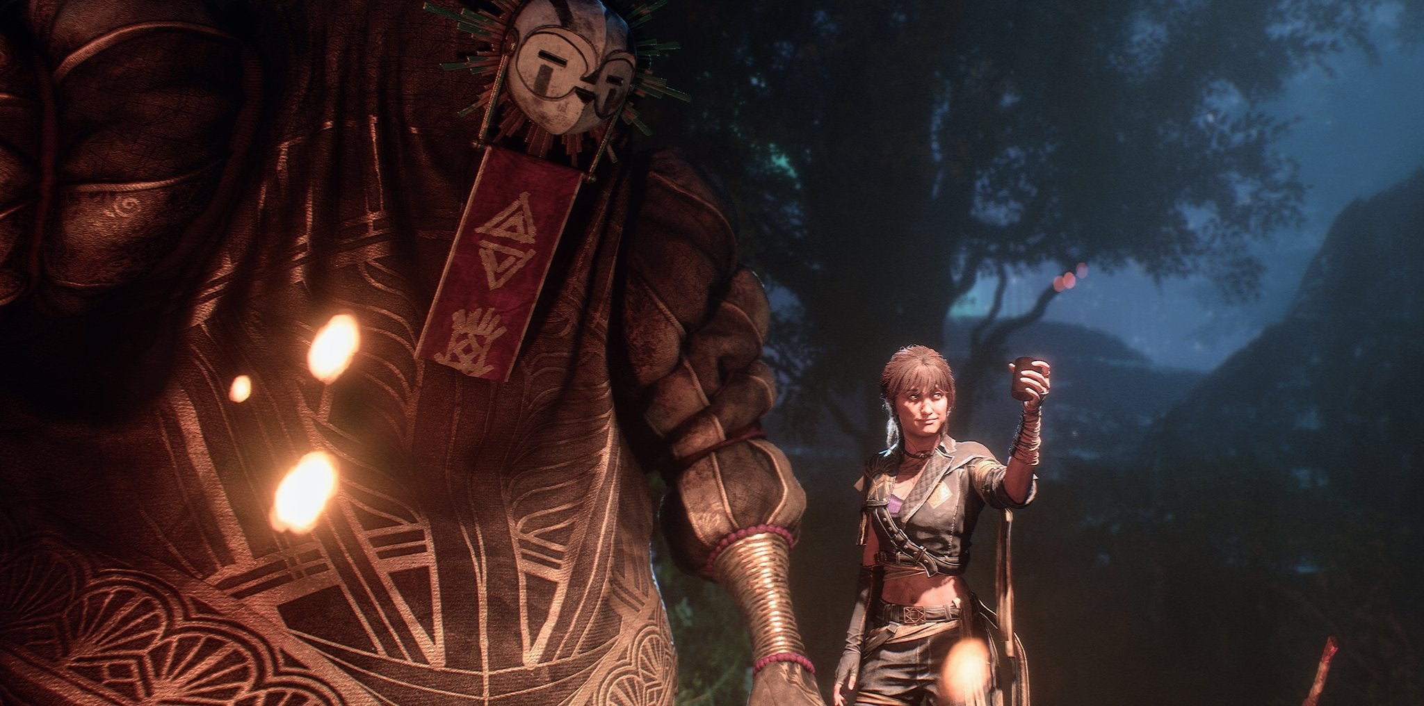 Esquie and a female character near a fire in Clair Obscur Expedition 33