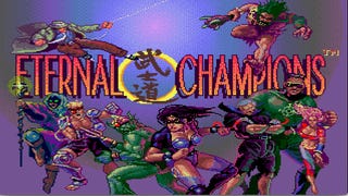 The title screen for Eternal Champions, showing the heroes lined up
