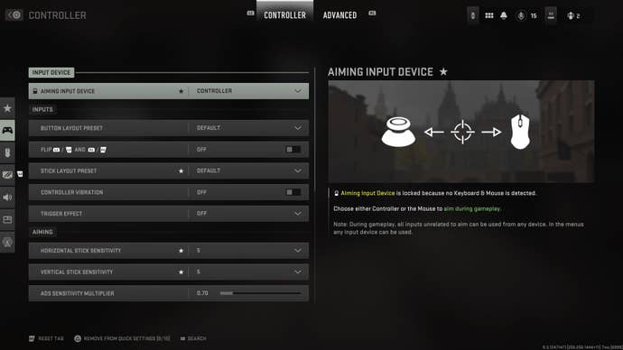 Settings in the MW2 open beta