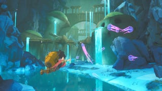 A child glides through a shiny cave in a screenshot from Europa.