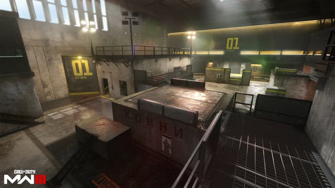 an inside training course setup with walkways and targets on the training facility map for the gunfight mode in modern warfare 3
