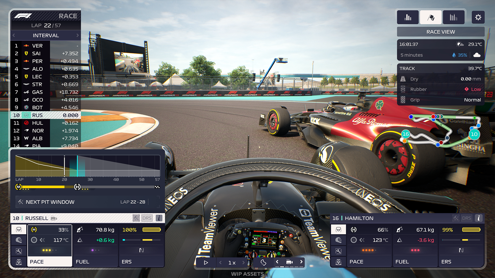 F1 Manager 2023 screenshot of Hamilton in Miami race