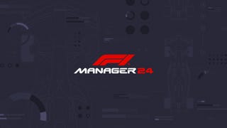 F1 Manager 2024 key art with the game's logo on a background with car schematics lightly printed on