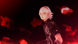 Close up of Fantasian white haired protagonist Leo in dark dimension