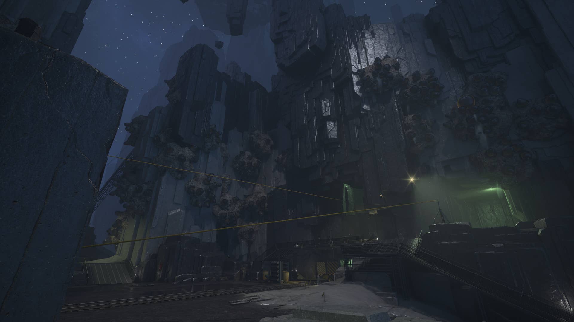 A dark, angular environment in FBC: Firebreak.