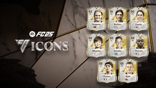A screen showing the new Icons in EA Sports FC 25, including Gianluigi Buffon, Gareth Bale and Lillian Thuram.