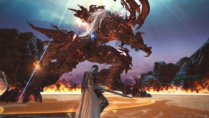 Ifrit battle in Final Fantasy 14 x Final Fantasy 16 event