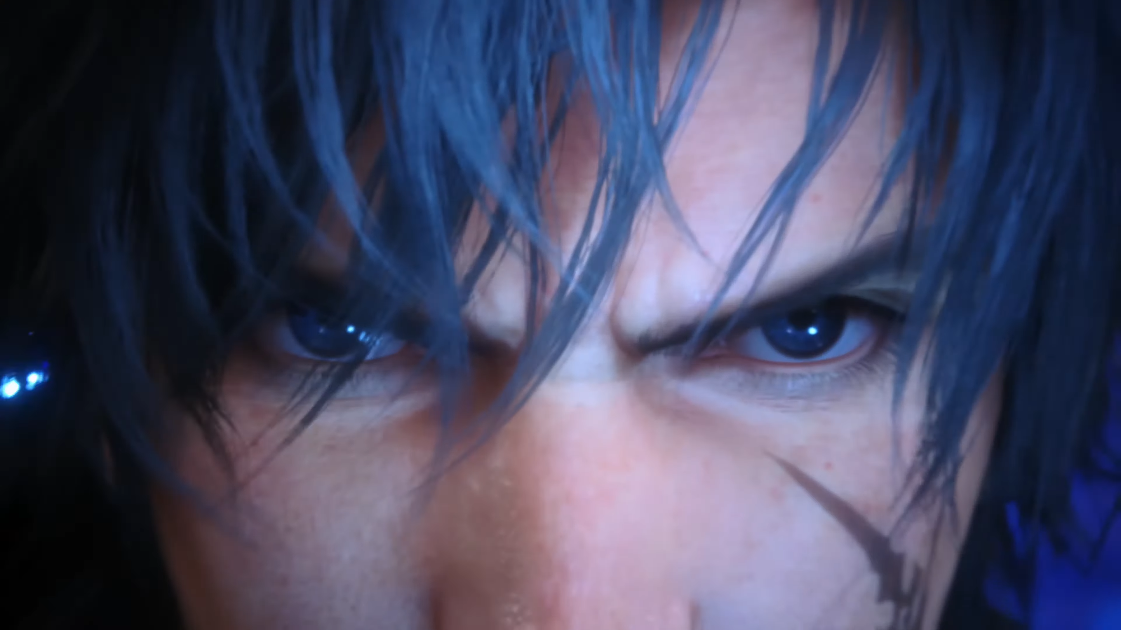 Extreme close up of Clive's eyes, the male protagonist from Final Fantasy 16