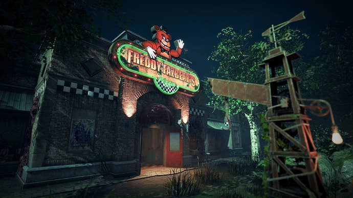 Five Nights at Freddy's map screenshot from Dead by Daylight showing creepy pizza restaurant