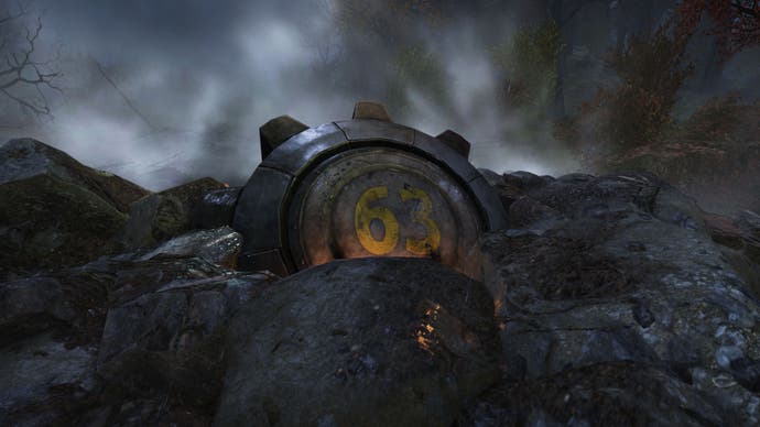 Vault 63's blast door is in ruins in Fallout 76.
