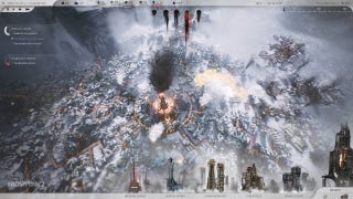 A sprawling city in the snow in Frostpunk 2