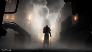 Frostpunk 2 character silhouetted in The City