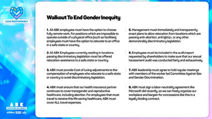 The ABK workers group’s list of demands.