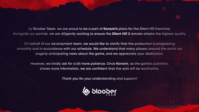 Bloober Team's full statement on its Silent Hill 2 remake