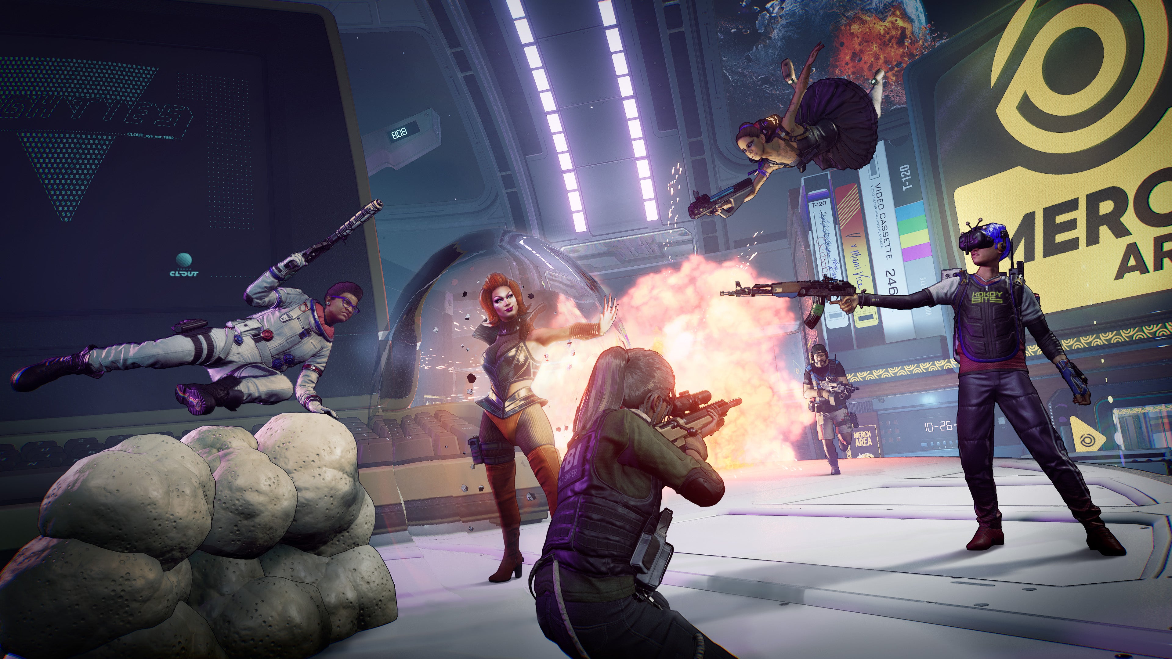 A Hyenas screenshot showing hero characters in battle.