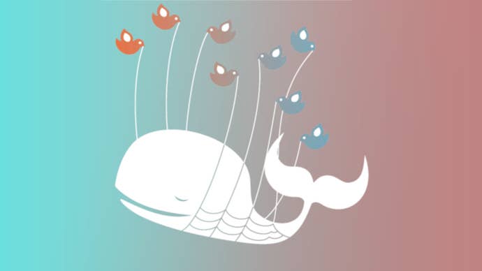 The infamous ‘Twitter Fail Whale’ image treated with an effect that makes it fade from a healthy blue to a dangerous red.