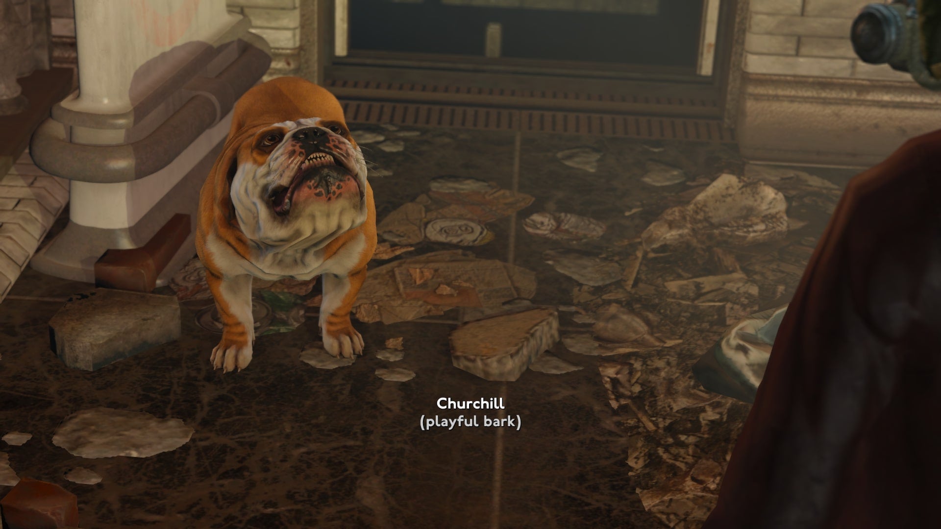 The player asks Churchill if he knows any tricks in Fallout 4 mod, Fallout London - 1