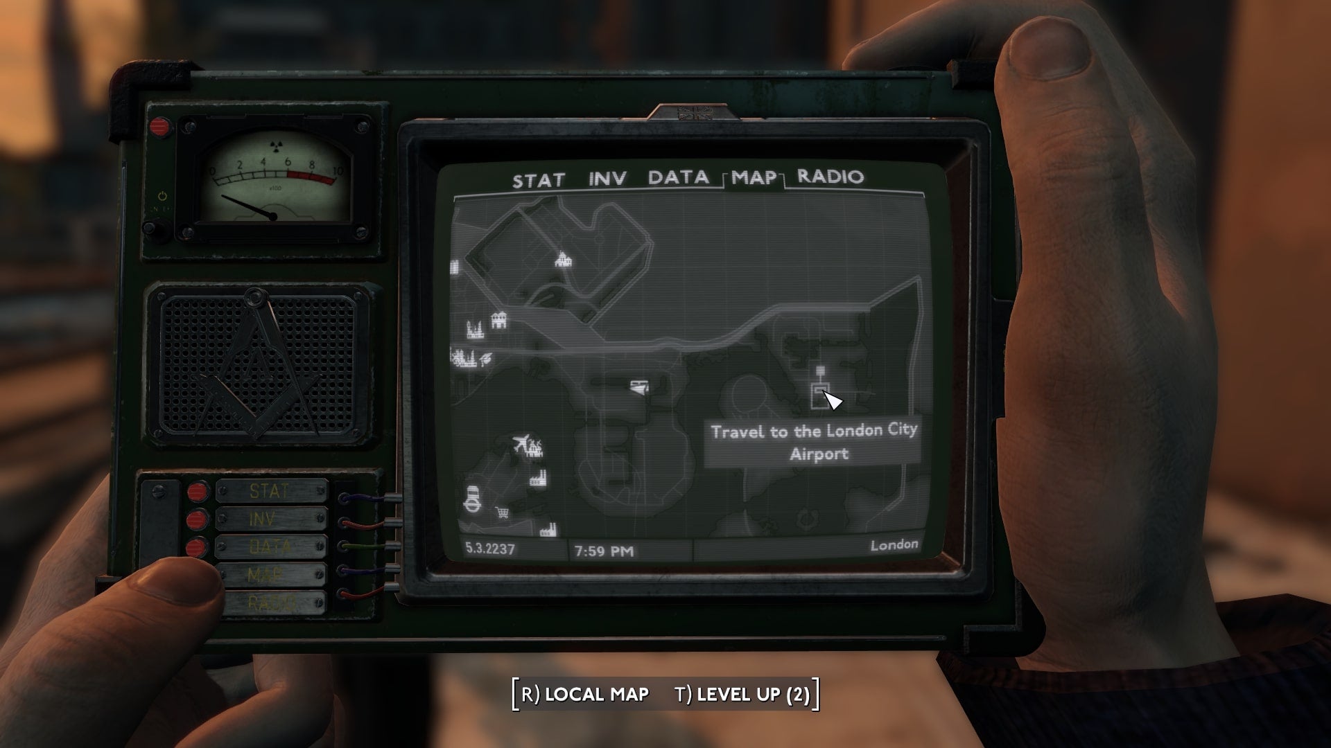 The location of London City Airport is shown on the map in Fallout 4 mod, Fallout: London - 14