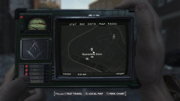 The location of the Quarantine Zone is marked on the map in Fallout 4 mod, Fallout London