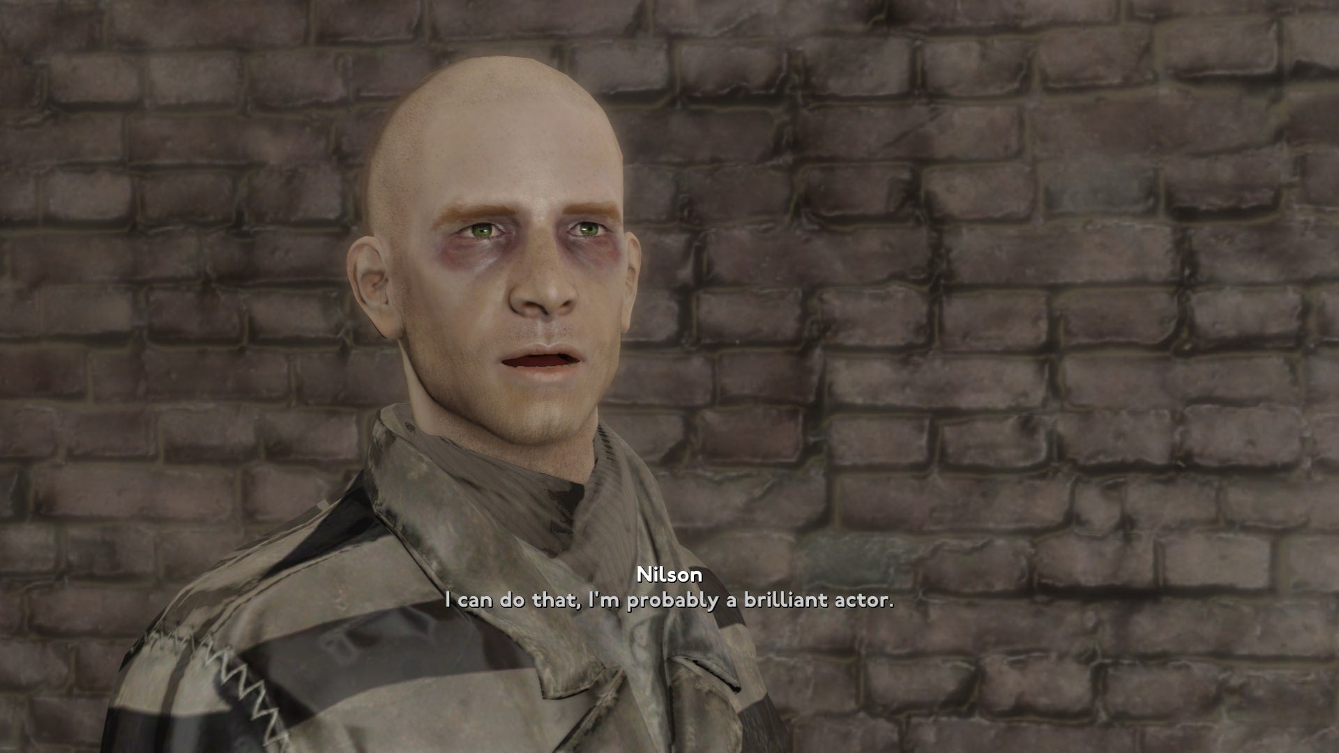 The player speaks with Nilson in his cell in Fallout 4 mod, Fallout London - 1