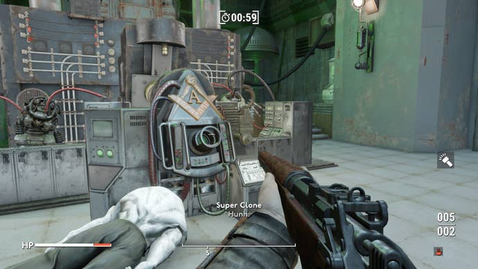 The player faces a hand scanner in the Angel Lab in Fallout 4 mod, Fallout London
