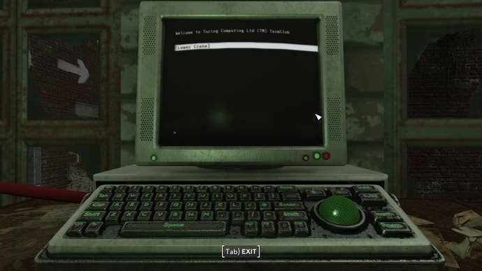 The player uses a Terminal to lower a crane at the docks in Fallout 4 mod, Fallout London