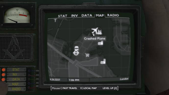 The location of the Crashed Plane in Rothernithe is marked on the map in Fallout 4 mod, Fallout London