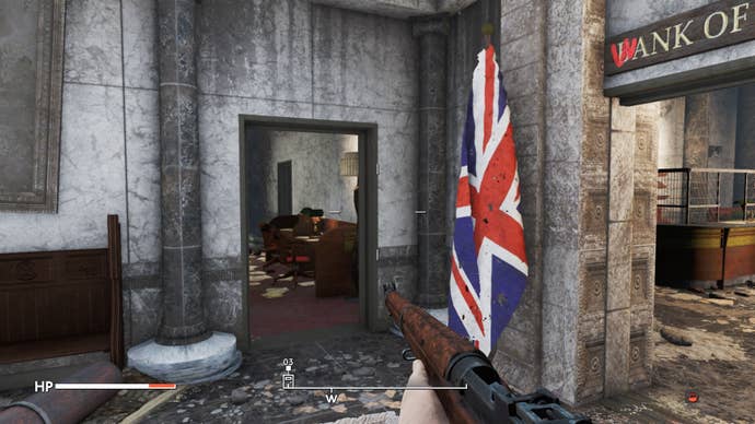 The player looks into a small office room in the Bank of England in Fallout 4 mod, Fallout London