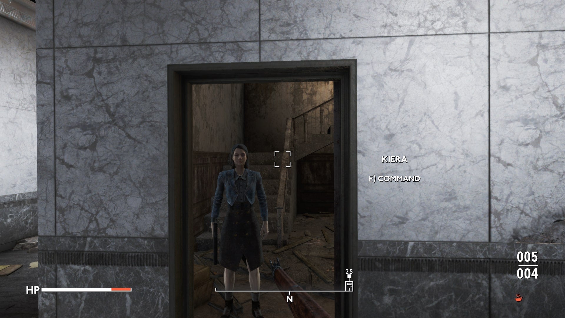 The player looks at a stairwell leading to the third floor of the Bank of England in Fallout 4 mod, Fallout London - 7