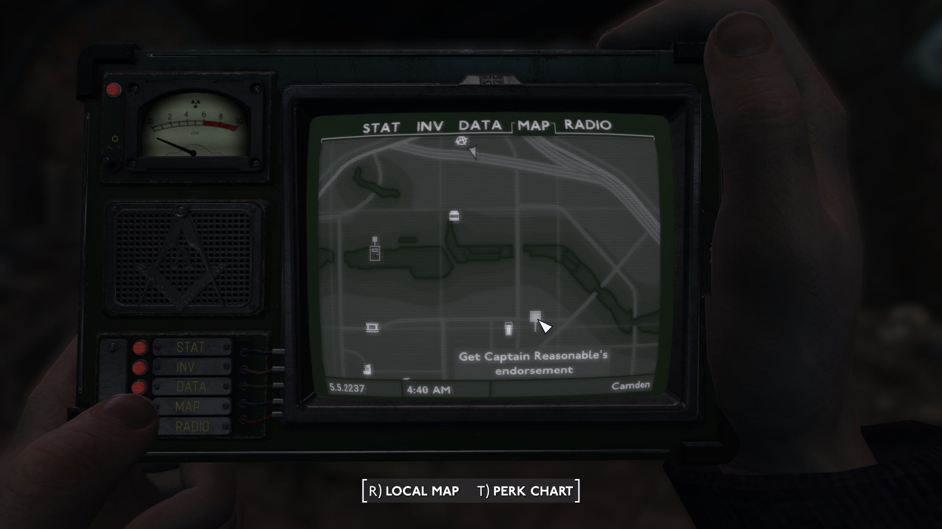 The location of Captain Reasonable, near Camden Market, is marked on the map in Fallout 4 mod, Fallout London - 27