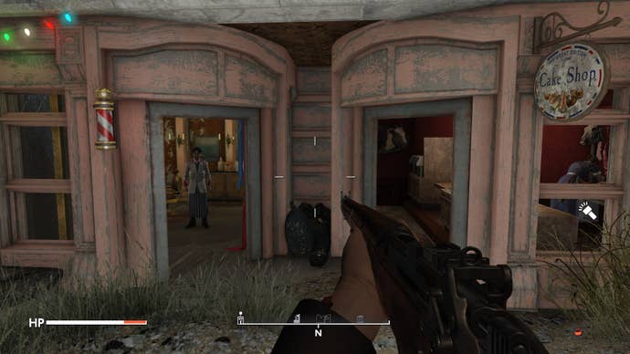 The player looks at both Ted and Mrs. Miggins on Fleet Street in Fallout 4 mod, Fallout London