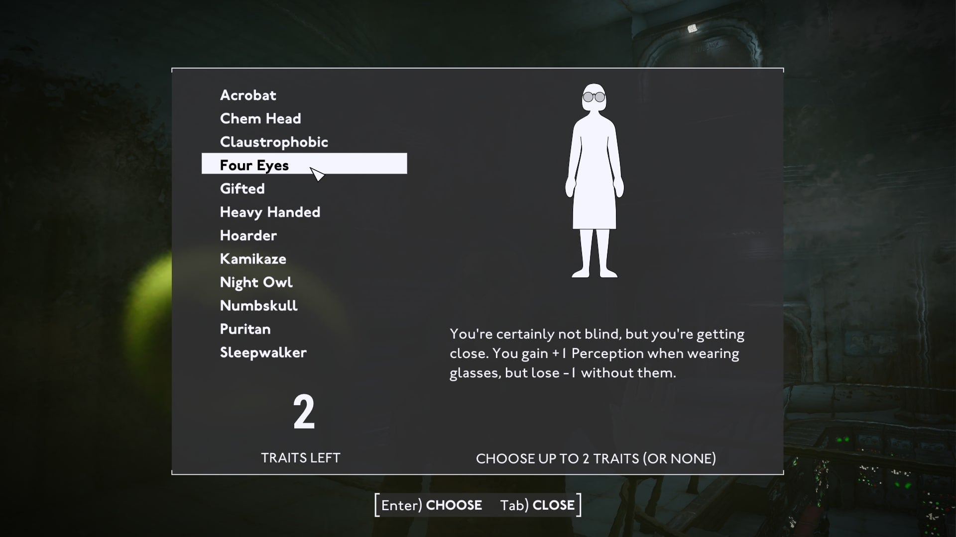 The Four Eyes Trait is shown in Fallout 4 mod, Fallout London - 3