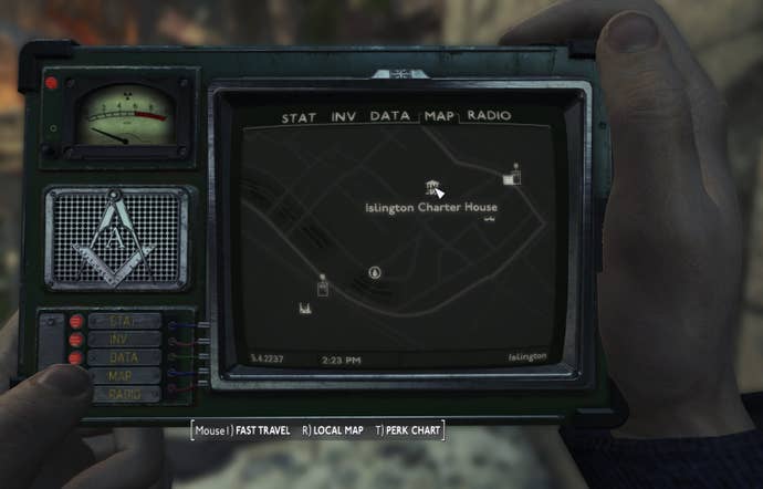 The location of Miller's Men's hideout, Islington Charter House, is marked on the map in Fallout 4 mod, Fallout London