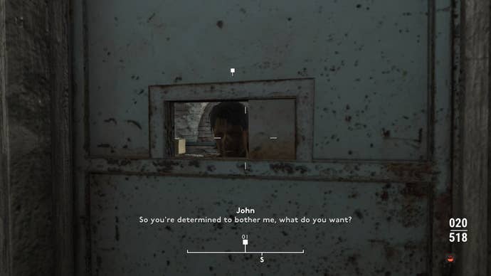 The player knocks on John Strutter's door in Fallout 4 mod, Fallout London