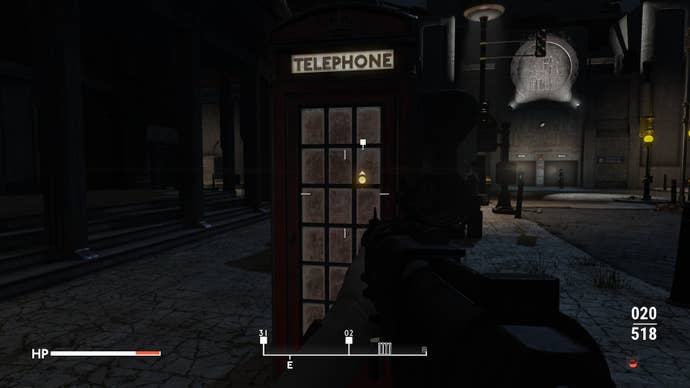 The player approaches a phone box that is secretly an elevator in Fallout 4 mod, Fallout London