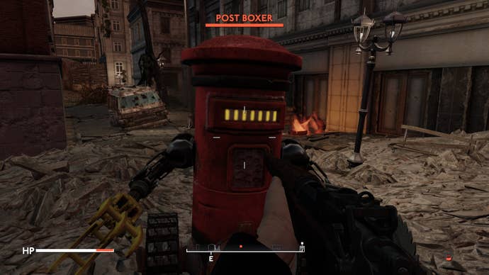 The player fights a Post Boxer enemy in Fallout 4 mod, Fallout London