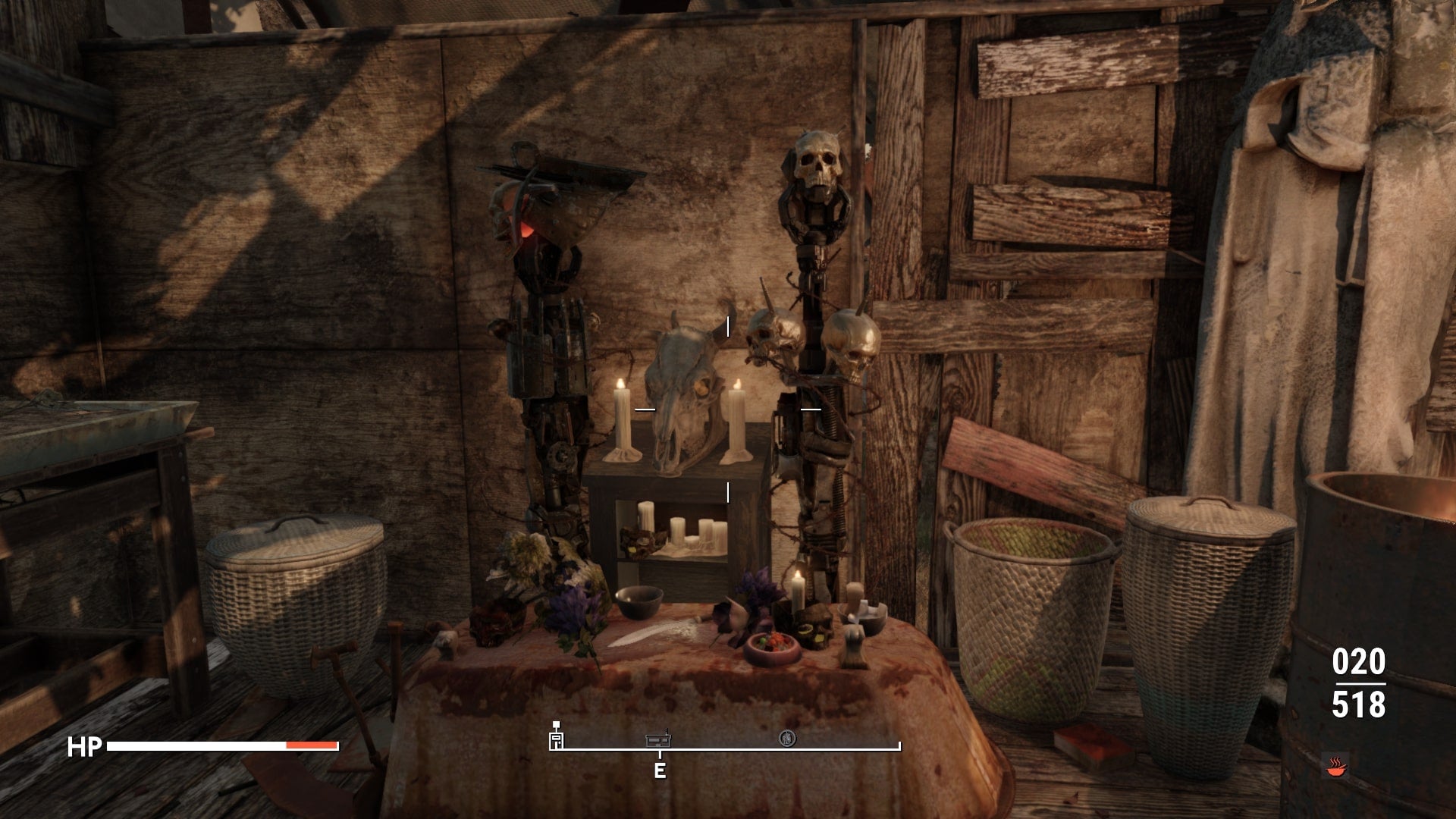The player looks at an altar with an animal skull containing a letter in Fallout 4 mod, Fallout London