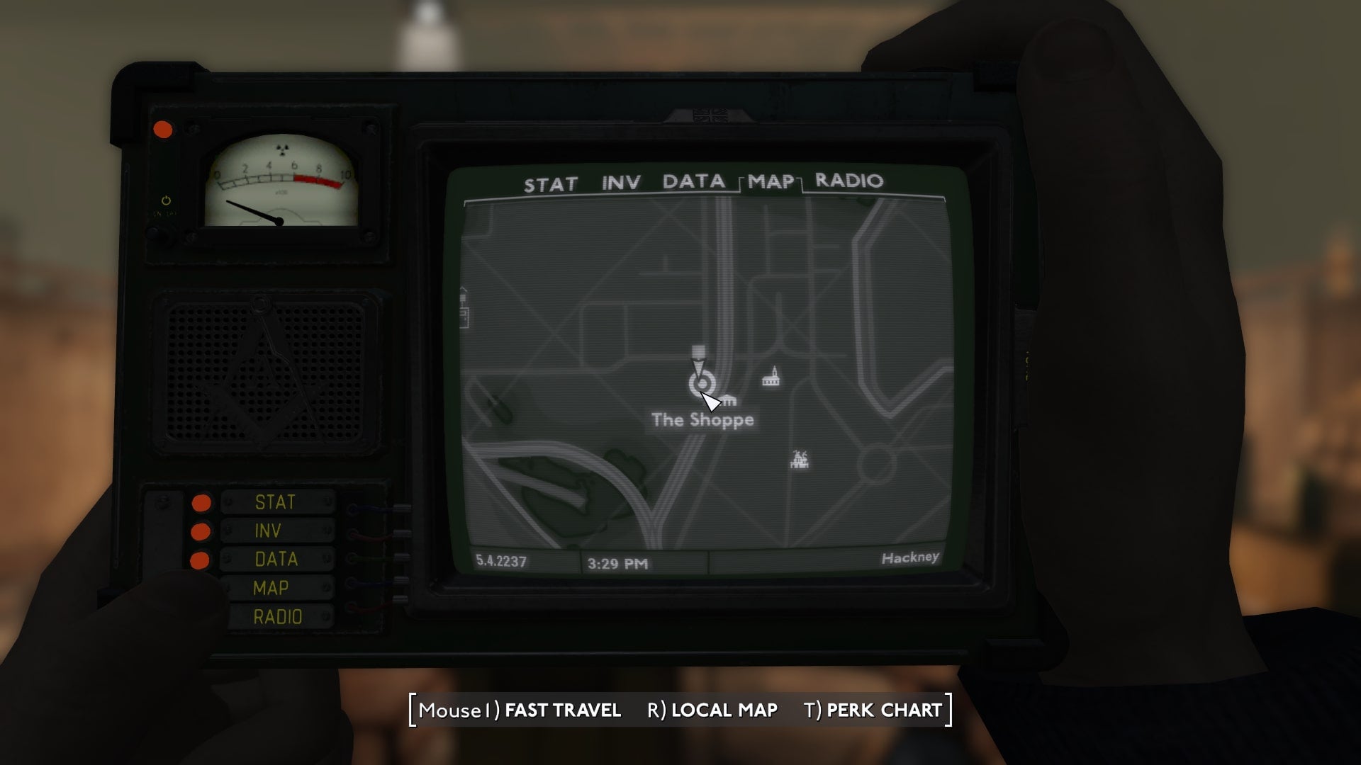 The location of The Shoppe in Hackney is marked on the map in Fallout 4 mod, Fallout London - 19