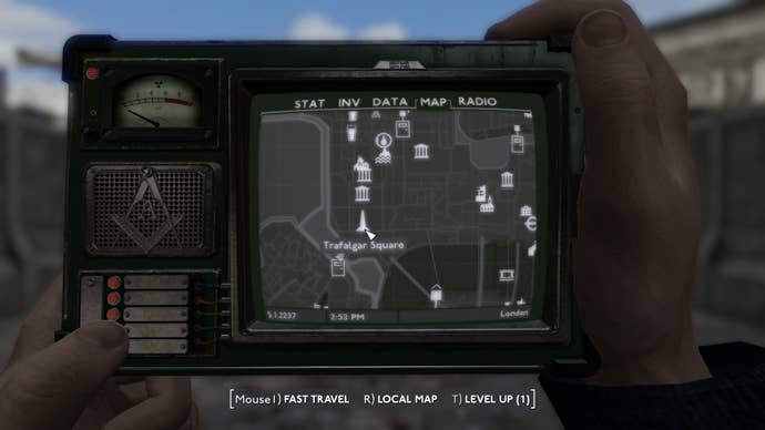 The location of Trafalgar is marked on the map in Fallout 4 mod, Fallout London